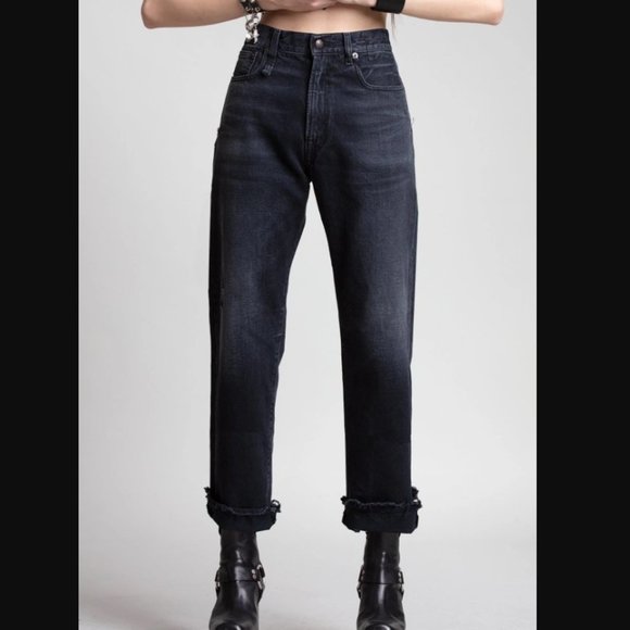 R13 Boyfriend Jeans in Jake Black Size 24 - Picture 1 of 16